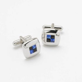 Cufflinks - Swarovski Crystals Jet and Sapphire